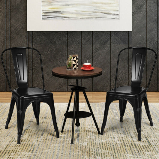 4 Pcs Modern Bar Stools with Removable Back and Rubber Feet-Black