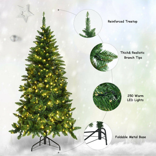 Pre-Lit Artificial Half National Christmas Tree with 8 Flash Modes-5 ft