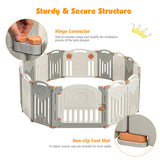16 Panel Activity Safety Baby Playpen w/ Lock Door-Beige