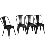 4 Pcs Modern Bar Stools with Removable Back and Rubber Feet-Black