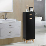 Waterproof Bathroom Cabinet with Adjustable Shelves and Sliding Drawer-Black