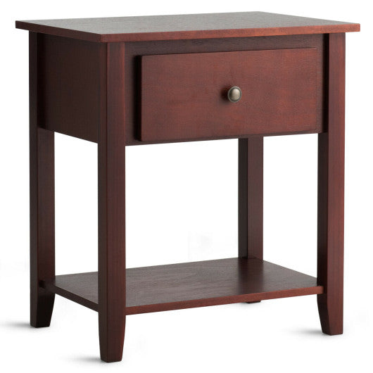 Nightstand Beside Sofa Table End Table with Drawer & Shelf