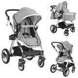 Folding Aluminum Baby Stroller Baby Jogger with Diaper Bag-Gray