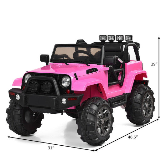 12V Kids Remote Control Riding Truck Car with LED Lights-Pink