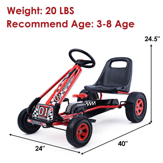4 Wheels Kids Ride On Pedal Powered Bike Go Kart Racer Car Outdoor Play Toy-Red