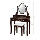10 Dimmable Lights Vanity Table Set with Lighted Mirror and Cushioned Stool-Coffee