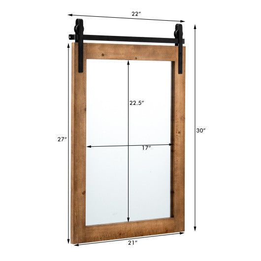 30 x 22 Inch Wall Mount Mirror with Wood Frame-Brown