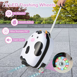 16 Inch Kids Rolling Luggage with 2 Flashing Wheels and Telescoping Handle-Black & White