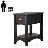 Contemporary Chair Side End Table Compact Table with Drawer Nightstand-Brown