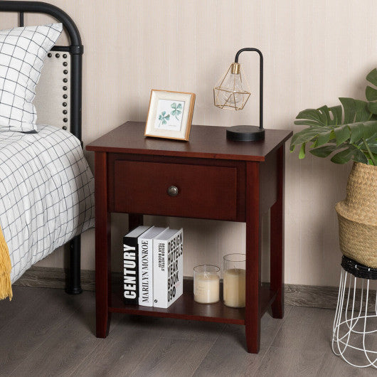 Nightstand Beside Sofa Table End Table with Drawer & Shelf