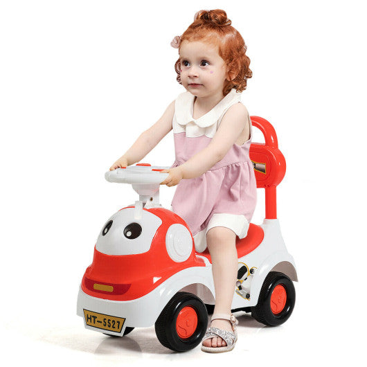 3-in-1 Baby Walker Sliding Pushing Car w/ Sound-Orange
