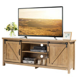 TV Stand Media Center Console Cabinet with Sliding Barn Door - Natural