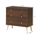4-Drawer Dresser Cabinet Storage Organizer Rubber Leg with Rail-Brown