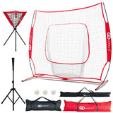 Portable Practice Net Kit with 3 Carrying Bags-Red