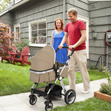 Folding Aluminum Baby Stroller Baby Jogger with Diaper Bag-Beige