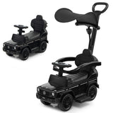 3-In-1 Ride on Push Car Mercedes Benz G350 Stroller Sliding Car with Canopy-Black