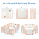 16 Panels Baby Safety Playpen with Drawing Board-Pink
