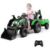 12V 3 in 1 Kids Ride On Excavator with Shovel Bucket and Music-Green