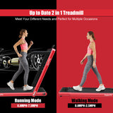 2.25HP 2 in 1 Folding Treadmill with APP Speaker Remote Control-Red