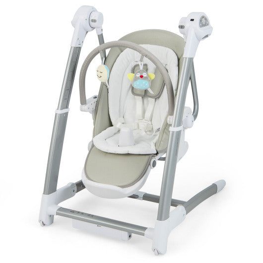 Baby Folding High Chair with 8 Adjustable Heights and 5 Recline Backrest-Gray