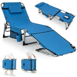 5-position Outdoor Folding Chaise Lounge Chair-Blue