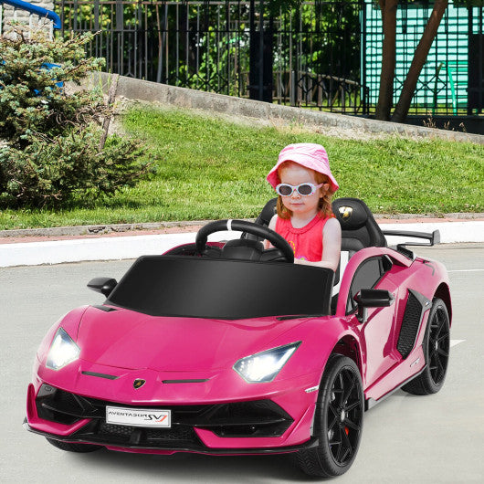 12 V Lamborghini Licensed Kids Ride-On Car with Trunk and Music Function-Pink