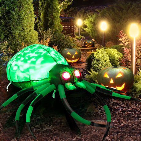 5 Feet Long Halloween Inflatable Creepy Spider with Cobweb and LEDs