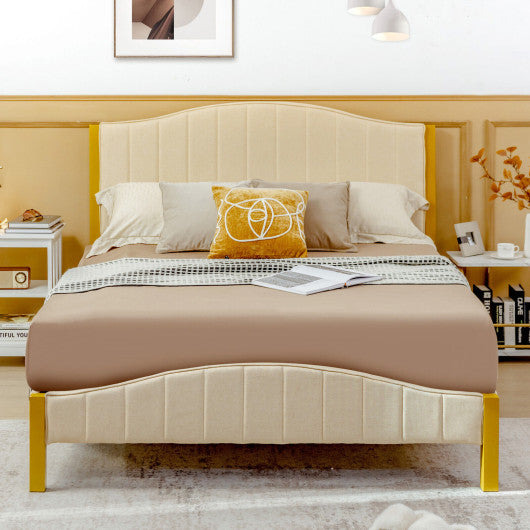 Full/Queen Size Upholstered Bed Frame with Quilted Headboard-Full Size