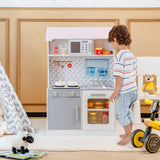 2-In-1 Double Sided Kids Kitchen Playset and Dollhouse with Furniture