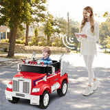 12V Licensed Freightliner Kids Ride On Truck Car with Dump Box and Lights -Red