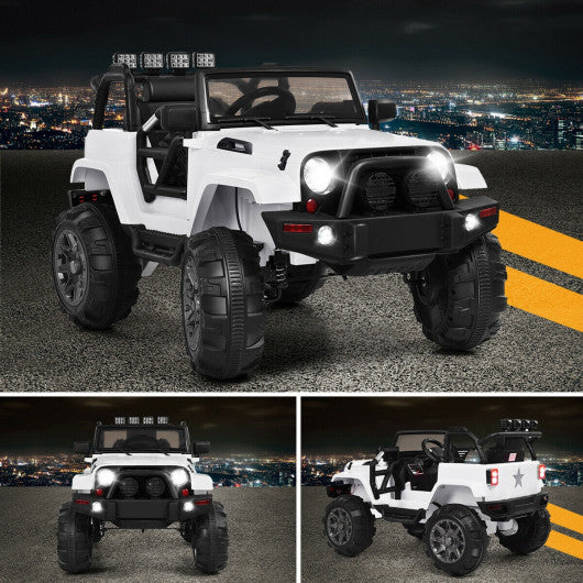 12V Kids Remote Control Riding Truck Car with LED Lights-White