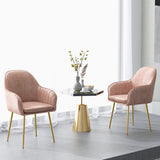 Accent Upholstered Arm Chair with Steel Gold Legs-Pink
