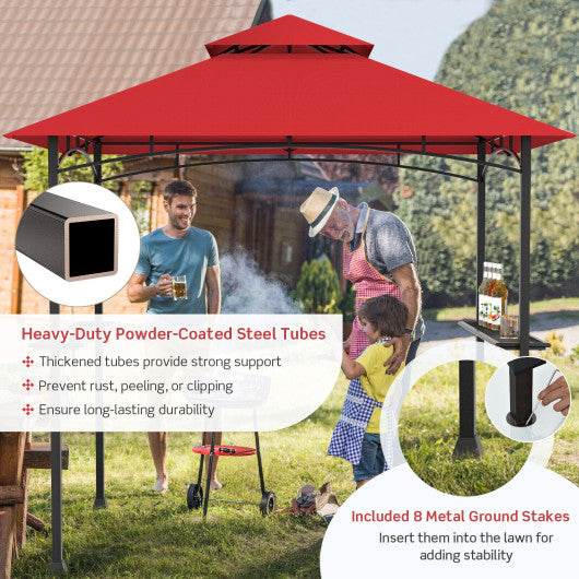8 x 5 Feet Outdoor Barbecue Grill Gazebo Canopy Tent BBQ Shelter-Wine