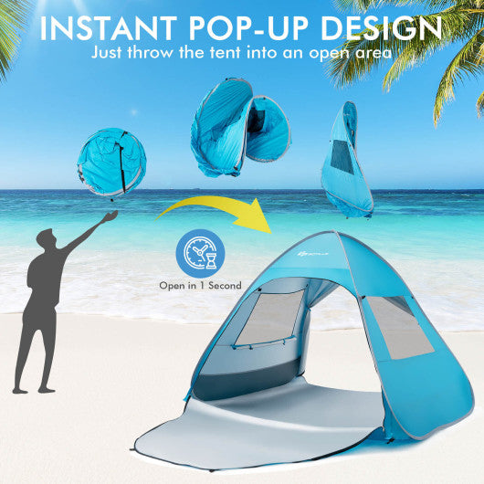 Automatic Pop-up Beach Tent with Carrying Bag-Blue