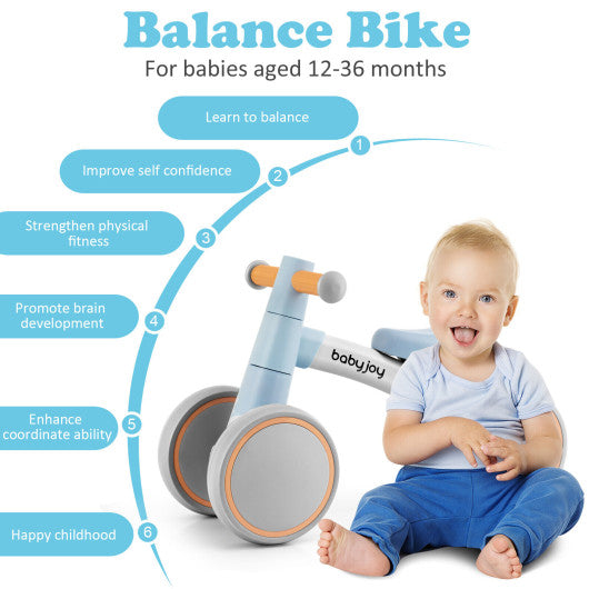 Baby Balance Bikes with 4 Wheels for 12-36 Months Toddler Mini Bike-Blue