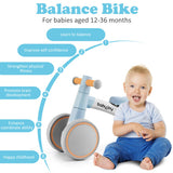 Baby Balance Bikes with 4 Wheels for 12-36 Months Toddler Mini Bike-Blue