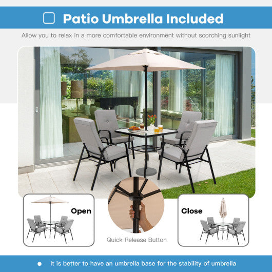 5 Feet Patio Square Market Table Umbrella Shelter with 4 Sturdy Ribs