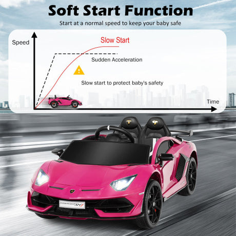12 V Lamborghini Licensed Kids Ride-On Car with Trunk and Music Function-Pink
