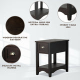 Contemporary Chair Side End Table Compact Table with Drawer Nightstand-Brown
