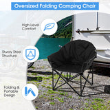 Folding Camping Moon Padded Chair with Carrying Bag-Black