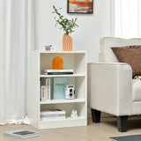 3-Tier Bookcase Open Display Rack Cabinet with Adjustable Shelves-White