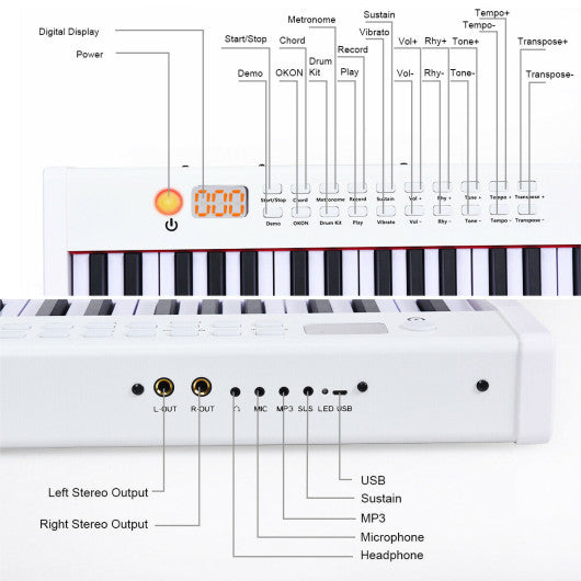 88-Key Portable Full-Size Semi-weighted Digital Piano Keyboard-White