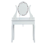 10 Dimmable Lights Vanity Table Set with Lighted Mirror and Cushioned Stool-White