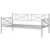 Metal Daybed Twin Bed Frame Stable Steel Slats Sofa Bed-Silver