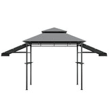 13.5 x 4 Feet Patio BBQ Grill Gazebo Canopy with Dual Side Awnings-Gray