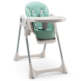 Baby Folding High Chair Dining Chair with Adjustable Height and Footrest-Green