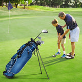 Golf Stand Cart Bag with 4 Way Divider Carry Organizer Pockets-Blue