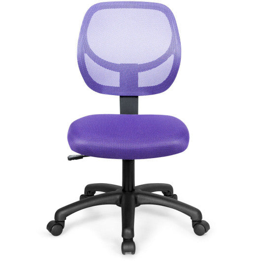 Low-back Computer Task Chair with Adjustable Height and Swivel Casters-Purple