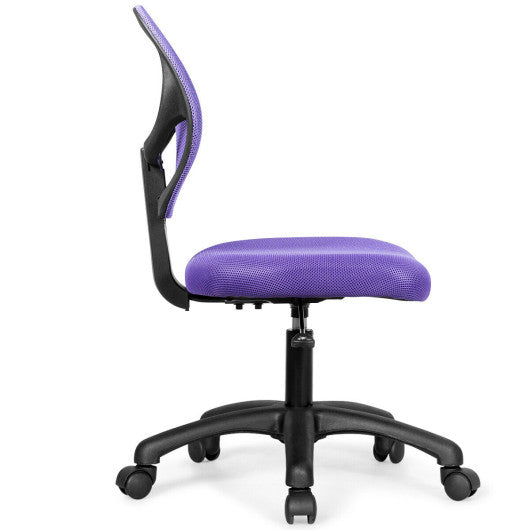 Low-back Computer Task Chair with Adjustable Height and Swivel Casters-Purple