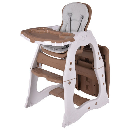 3 in 1 Infant Table and Chair Set Baby High Chair-Beige